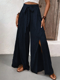 Tied Slit Wide Leg Pants Trandify deal