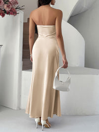 Women’s sexy ruched tube maxi dress for summer 2024 | TrandifyDeal USA