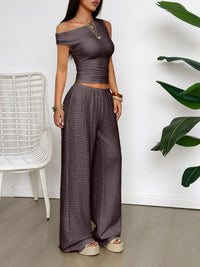 Women’s One Shoulder Top and Wide Leg Pants Set – Trendy Summer Outfit for Casual & Evening Wear