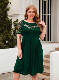 Plus Size Ruched Round Neck Short Sleeve Dress Trandify deal