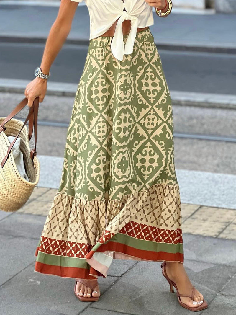 Geometric Elastic Waist Maxi Skirt Trandify deal