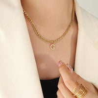 Brass Inlaid Zircon Letter Pendant Necklace Trandify deal