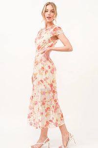 Sexy Floral Printed Dress with Fishnet Detailing – Fashionable Outfit