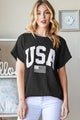 Heimish Full Size USA Graphic Short Sleeve Ribbed Top Trandify Deal
