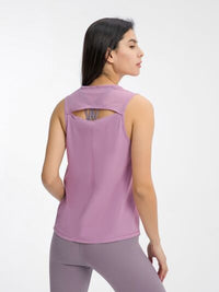 Women’s Cutout Back Active Tank Top – Cropped Yoga Tee for Workouts