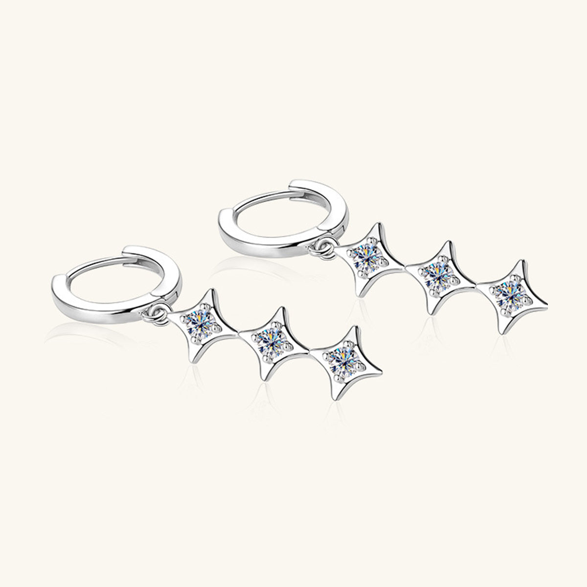 Moissanite 925 Sterling Silver Geometric Shape Earrings Trandify Deal