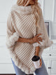Fuzzy Trim Texture Three-Quarter Sleeve Poncho for Women - Cozy Winter Fashion from TrandifyDeal