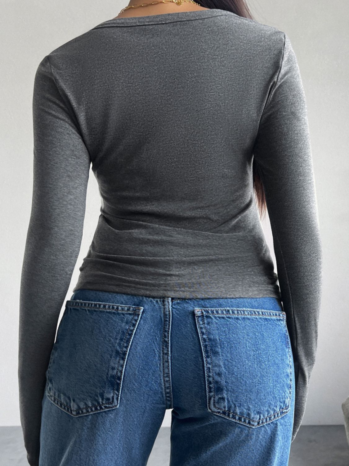 Devine Quarter Button Long Sleeve T-Shirt Trandify Deal