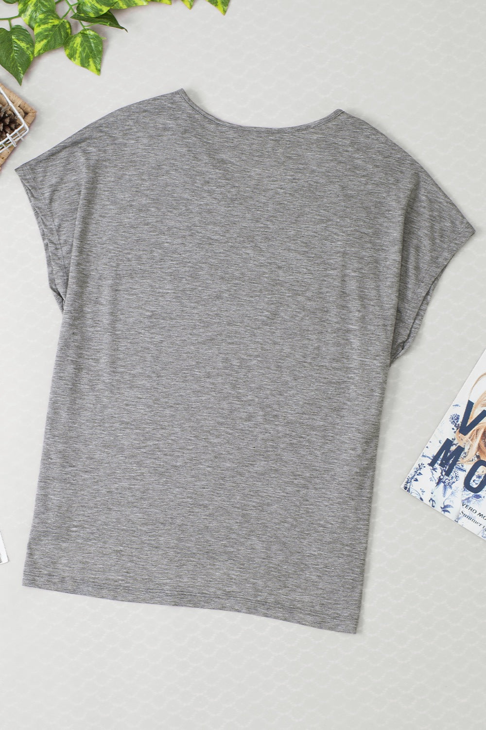 Heathered V-Neck Short Sleeve T-Shirt - Trandify Deal