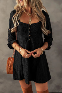 Textured Square Neck Mini Dress Trandify Deal