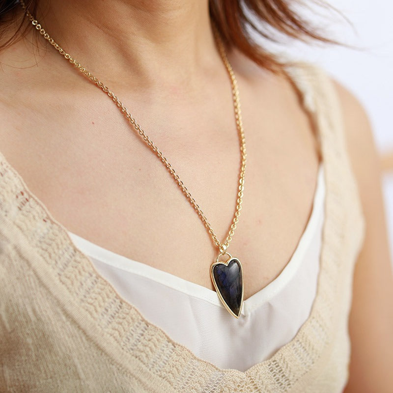 Copper Labradorite Heart Shape Necklace Trandify Deal