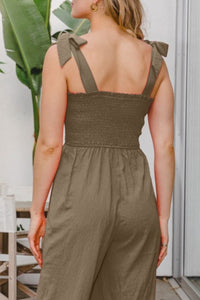 ODDI Full Size Bodice Smocked Sleeveless Jumpsuit Trandify deal