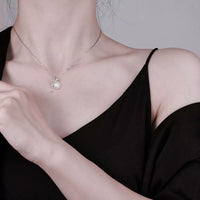 Moissanite Bowknot Pendant Necklace - Sterling Silver