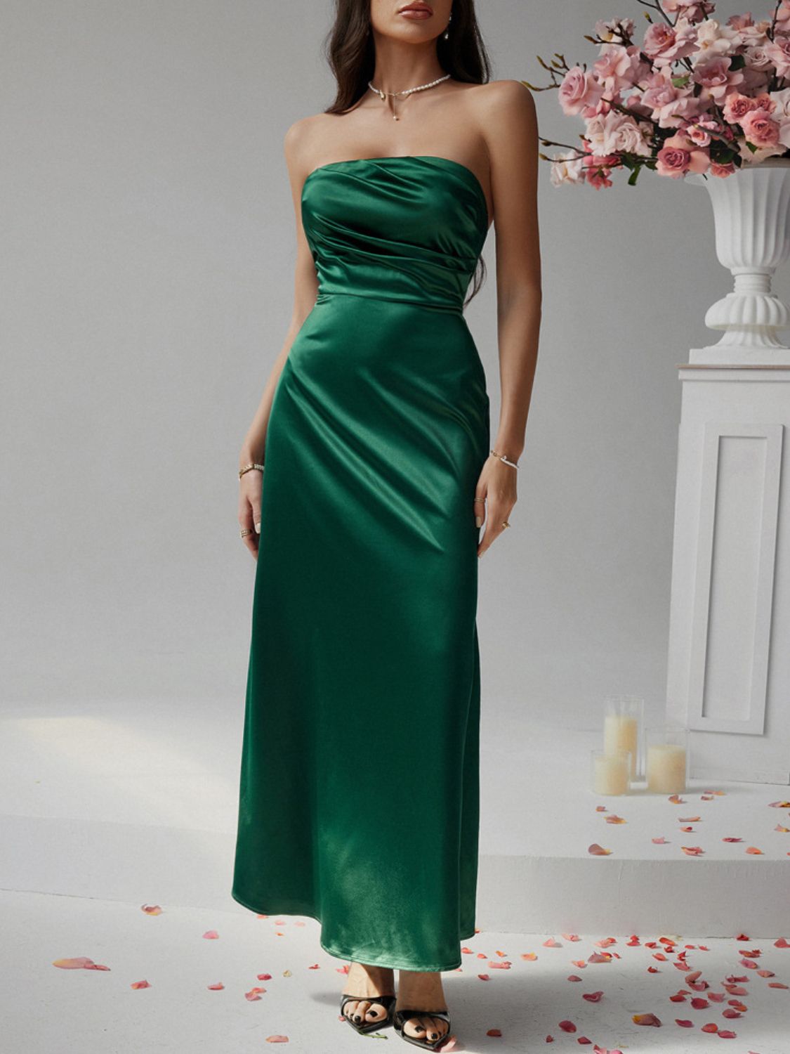 Women’s sexy ruched tube maxi dress for summer 2025 | TrandifyDeal USA