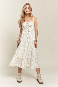 ADORA Smocked Floral Sweetheart Neck Cami Dress Trandify Deal