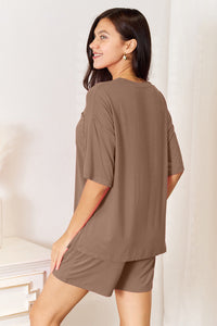 Basic Bae Full Size Soft Rayon Half Sleeve Top and Shorts Set Trandify Deal