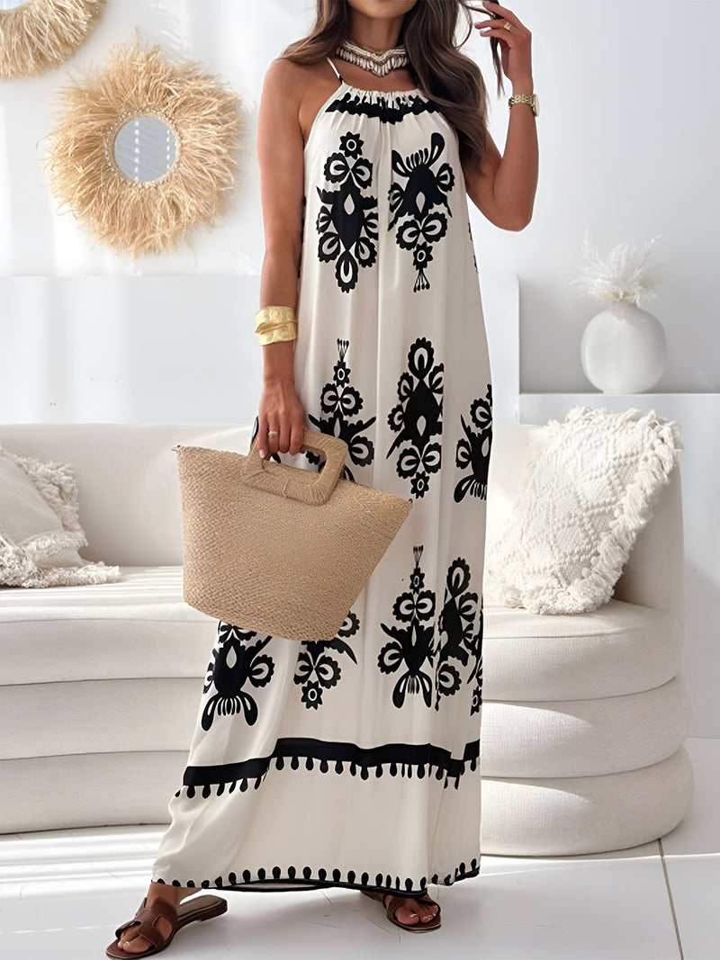 Printed Spaghetti Strap Sleeveless Maxi Dress Trandify Deal