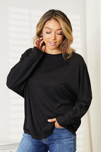 Double Take Seam Detail Round Neck Long Sleeve Top Trandify Deal