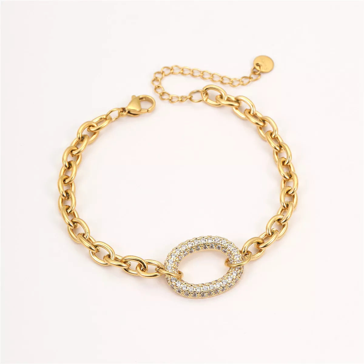 18K Gold Plated Rhinestone Chain Bracelet for Women