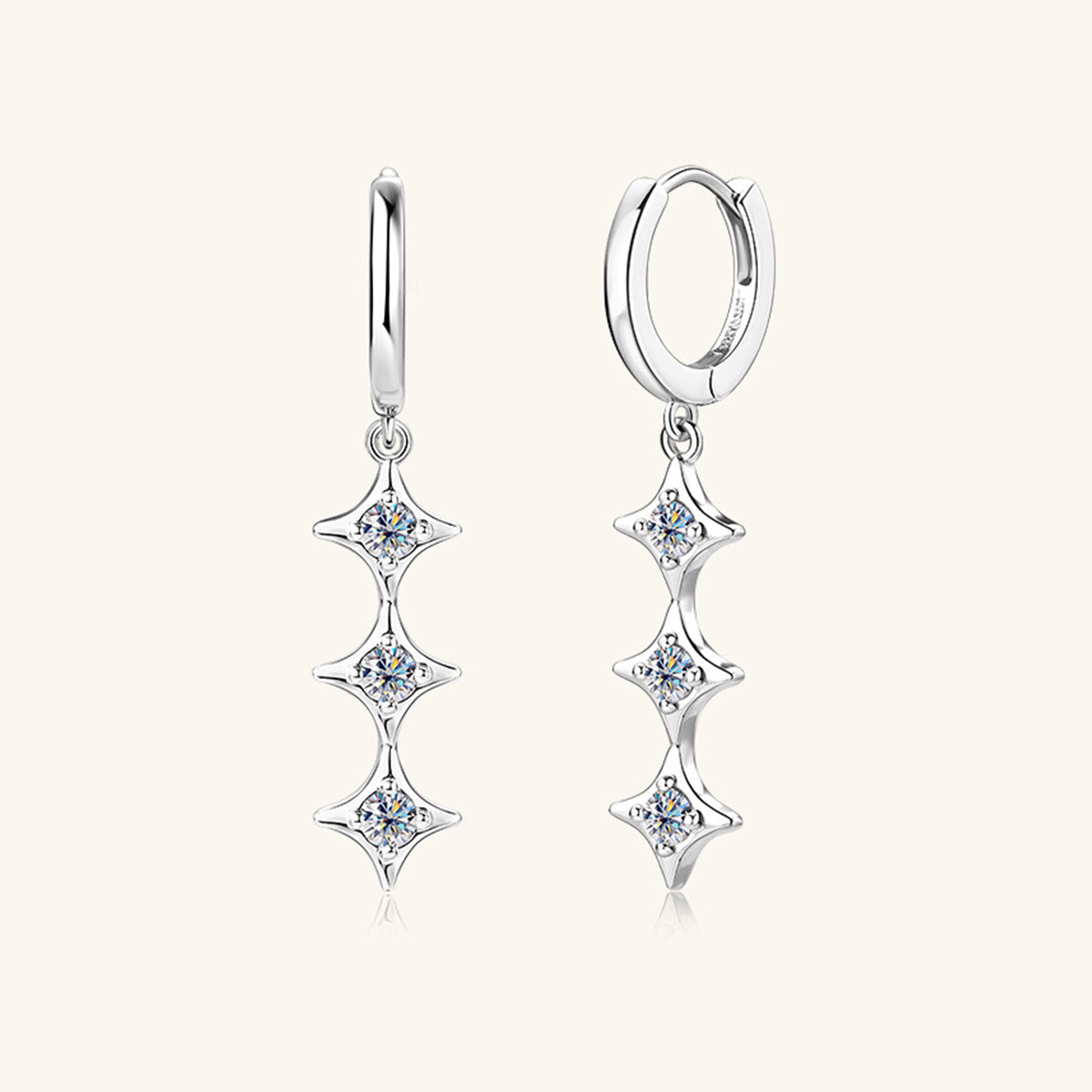 Moissanite 925 Sterling Silver Geometric Shape Earrings Trandify Deal