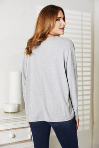 Double Take Seam Detail Round Neck Long Sleeve Top Trandify Deal