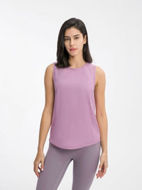 Women’s Cutout Back Active Tank Top – Cropped Yoga Tee for Workouts