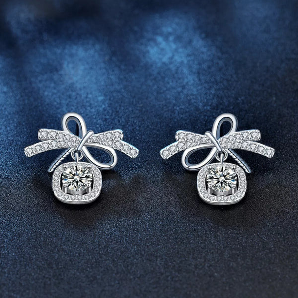 0.5ct Moissanite Bowknot Drop Earrings in Sterling Silver