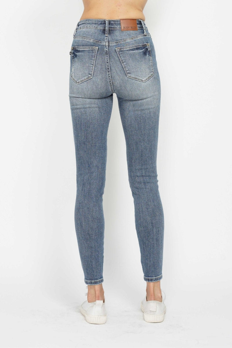 Judy Blue Full Size Tummy Control Contrast Wash Skinny Jeans - Trandify Deal