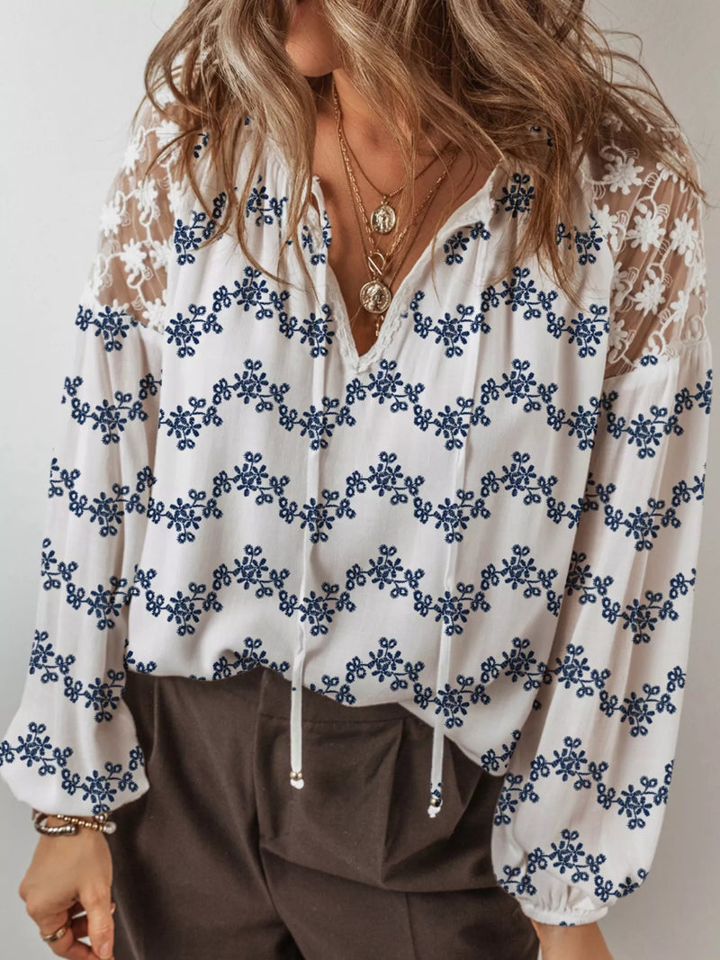 Elegant women's tie neck blouse in viscose