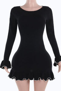 Trendy Contrast Trim Long Sleeve Mini Dress for Women – Fashionable Party & Casual Outfit – TrandifyDeal USA