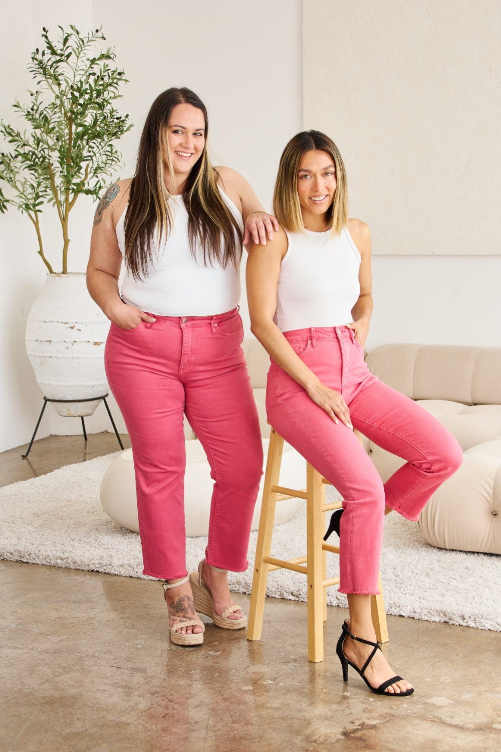 RFM Full Size Tummy Control High Waist Raw Hem Jeans Trandify deal