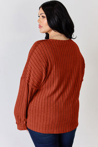 Basic Bae Full Size Ribbed Half Button Long Sleeve T-Shirt Trandify Deal