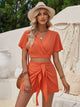 Surplice Flutter Sleeve Top and Tied Shorts Set Trandify deal