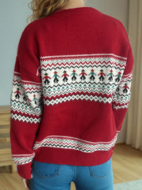 Contrast Round Neck Dropped Shoulder Sweater Trandify Deal