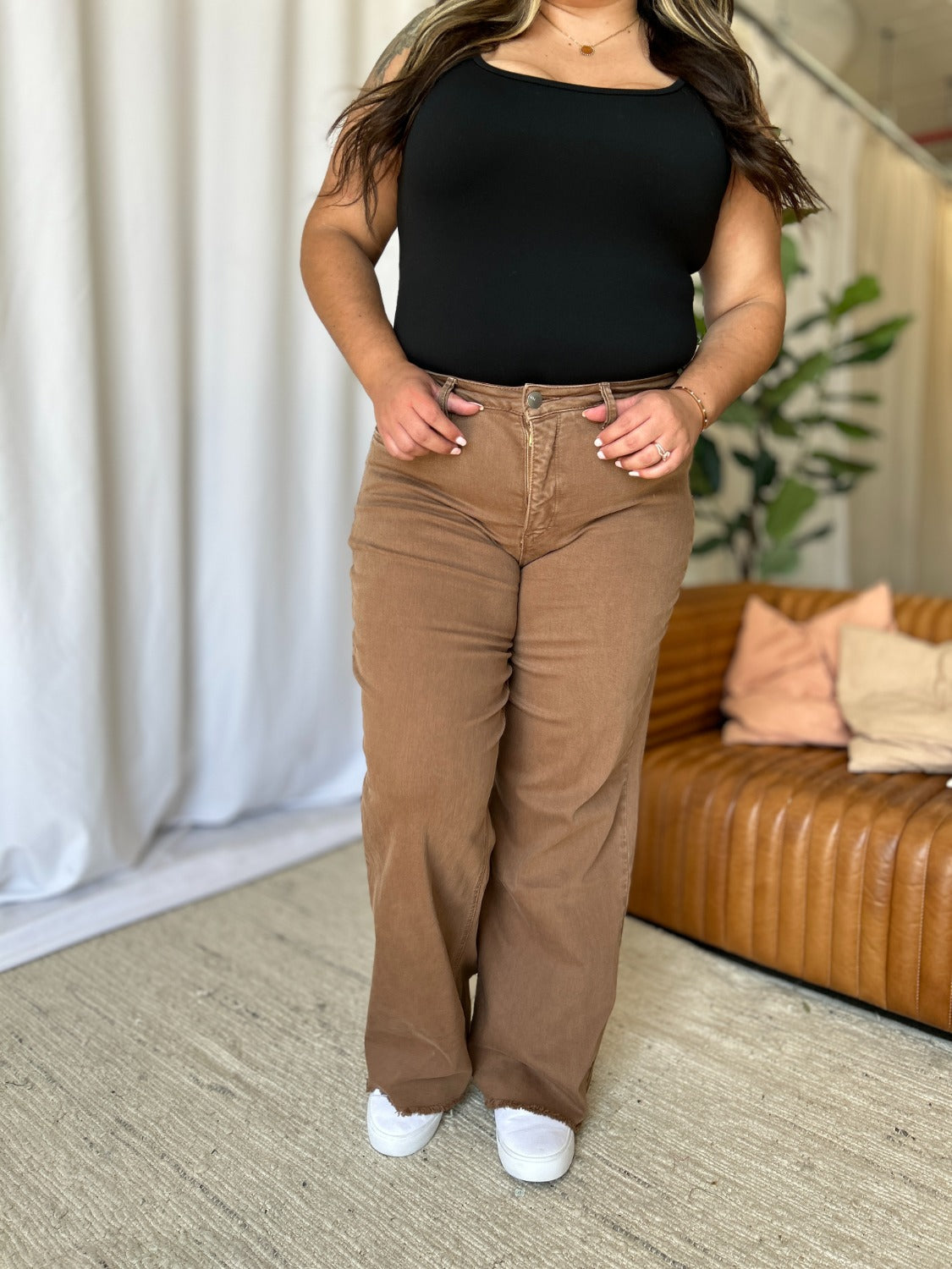 RFM Full Size High Rise Garment Dye Wide Leg Jeans Trandify Deal