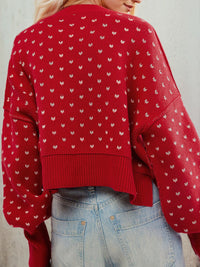 Slit Round Neck Long Sleeve Sweater Trandify Deal