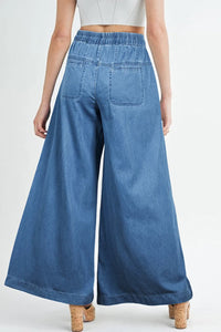 Drawstring Elastic Waist Wide Leg Jeans Trandify Deal