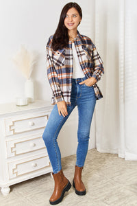 Double Take Plaid Button Front Shirt Jacket with Breast Pockets Trandify Deal