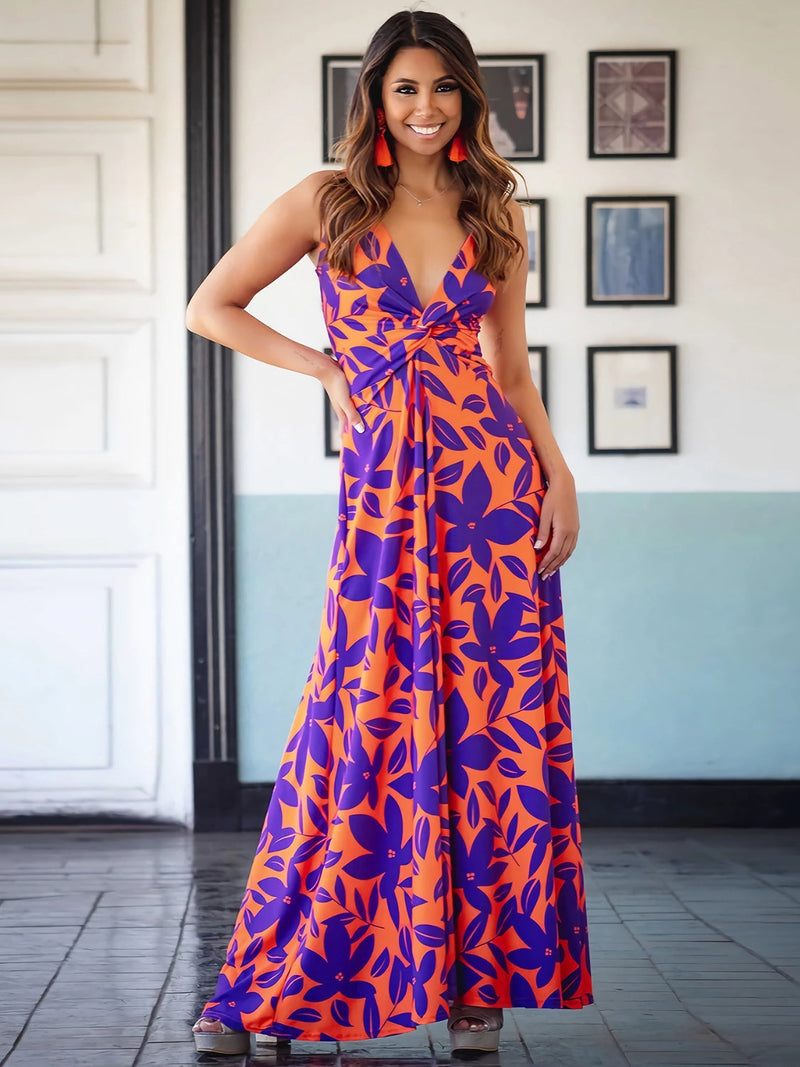 Twisted Printed V-Neck Cami Dress Trandify deal