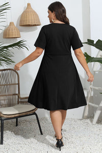 Plus Size Round Neck Openwork Dress Trandify deal
