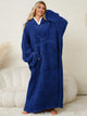 Pocketed Contrast Long Sleeve Hooded Lounge Dress Trandify Deal