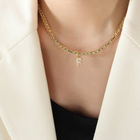 Brass Inlaid Zircon Letter Pendant Necklace Trandify deal