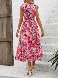 Perfee Ruffled Smocked Printed Sleeveless Dress Trandify deal