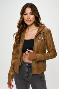 Coalition LA Double Zip Hooded Long Sleeve Jacket Trandify Deal