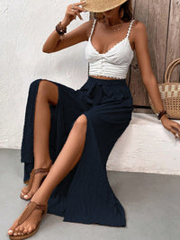Tied Slit Wide Leg Pants Trandify deal