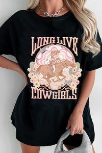 Graphic Round Neck Half Sleeve Oversize T-Shirt Trendsi
