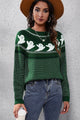 Ghost Pattern Round Neck Long Sleeve Sweater Trandify Deal