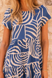 Tiered Printed Round Neck Short Sleeve Dress Trandify deal