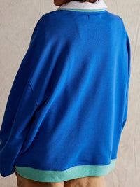 Contrast Trim Round Neck Long Sleeve Sweatshirt Trandify Deal