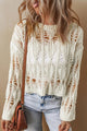 Cutout Round Neck Long Sleeve Knit Cover Up Trandify Deal